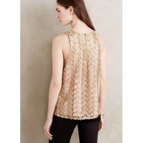 Anthropologie Sunday in Brooklyn Gold Leaf Top - Picture 2 of 10